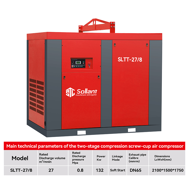 High-performance screw air compressor for tunnels