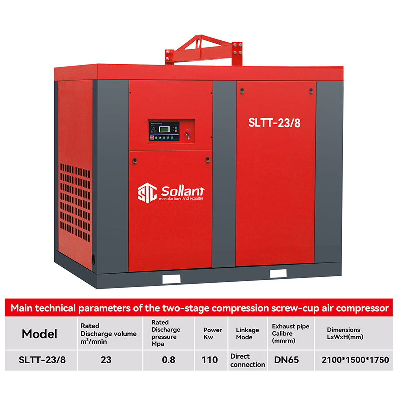 Screw compressor for tunnel rock drilling